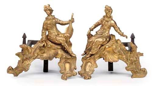 A PAIR OF FRENCH ORMOLU CHENETS