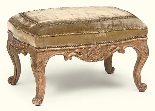 A NORTH ITALIAN ROCOCO GILTWOOD TABOURET
