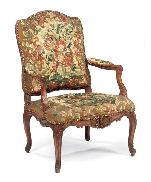 A LOUIS XV WALNUT FAUTEUIL