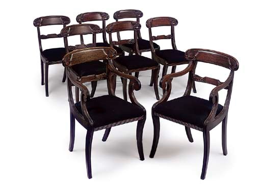 A SET OF EIGHT REGENCY MAHOGANY DINING CHAIRS