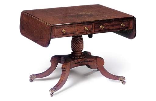 A SCOTTISH REGENCY MAHOGANY AND EBONISED SOFA TABLE