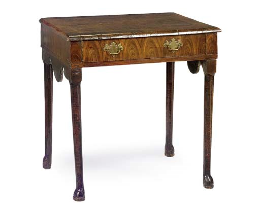 AN OYSTER VENEERED AND BURR WALNUT SIDE TABLE