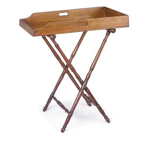 AN EARLY VICTORIAN MAHOGANY TRAY ON STAND