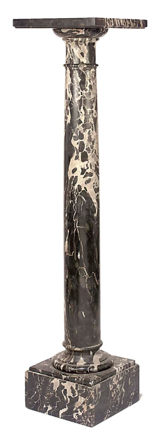 A PORTORO MARBLE PEDESTAL COLUMN