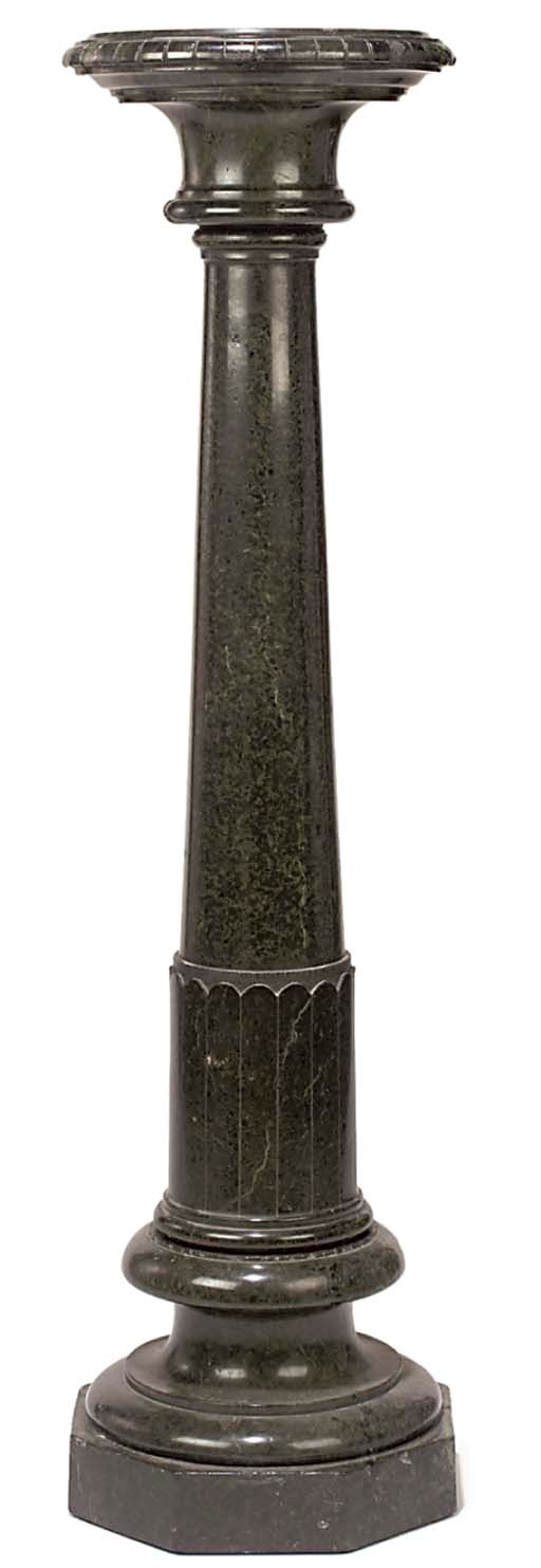 AN ITALIAN SERPENTINE GREEN MARBLE COLUMN
