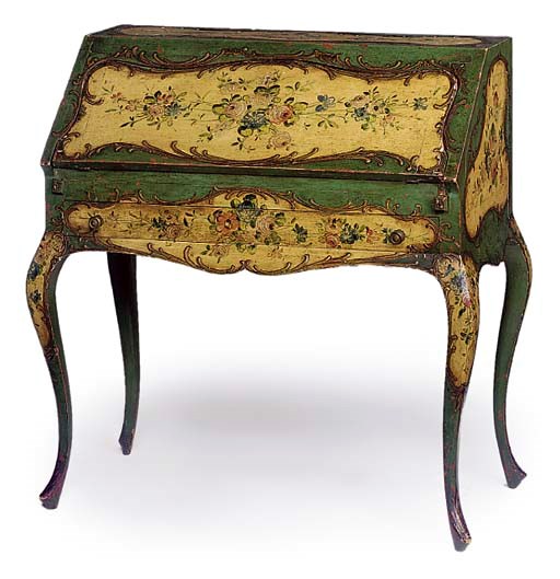AN ITALIAN PAINTED BUREAU DE DAME