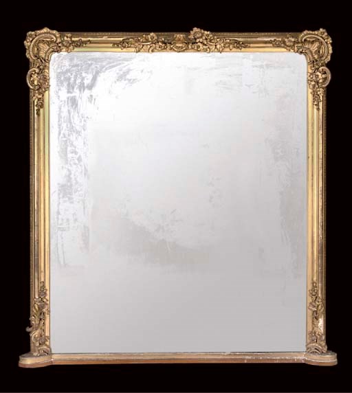 A LATE VICTORIAN GILT GESSO OVERMANTEL MIRROR