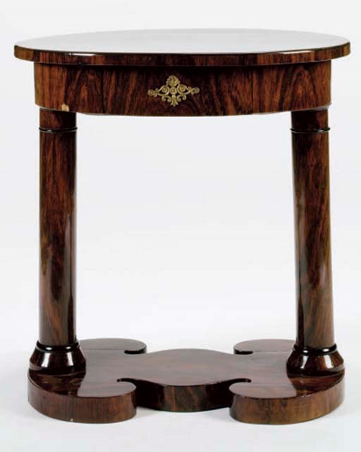A CENTRAL EUROPEAN BIEDERMEIR REVIVAL OVAL SIDE TABLE,