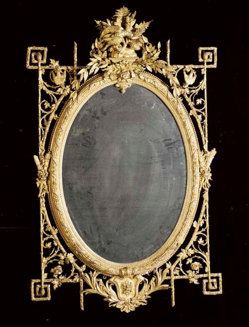 A FRENCH COMPOSITION OVERMANTEL MIRROR,