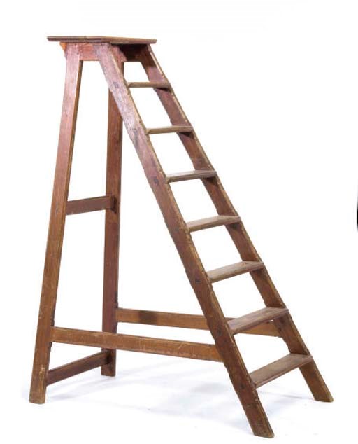 AN OAK LIBRARY LADDER,