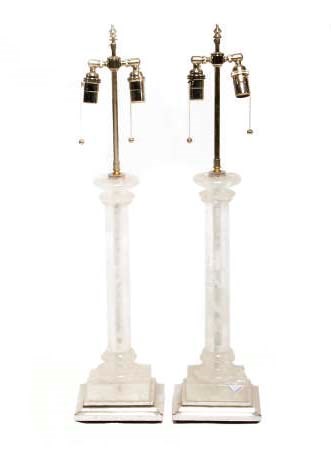 A PAIR OF NEO-CLASSICAL STYLE ROCK CRYSTAL LAMPS,