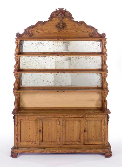 A VICTORIAN STRIPPED PINE MIRROR BACK WELSH STYLE DRESSER,