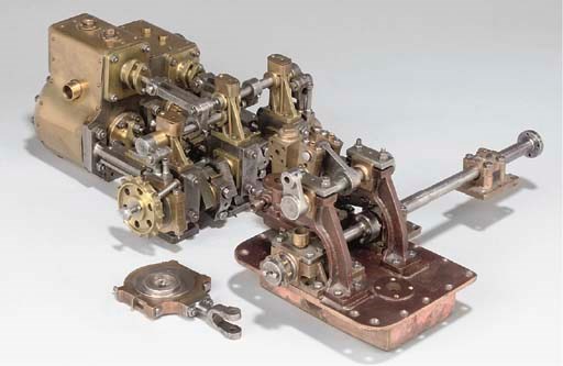 A full size transverse slip-eccentric reversing horizontal compound steam canoe engine, circa 1870,