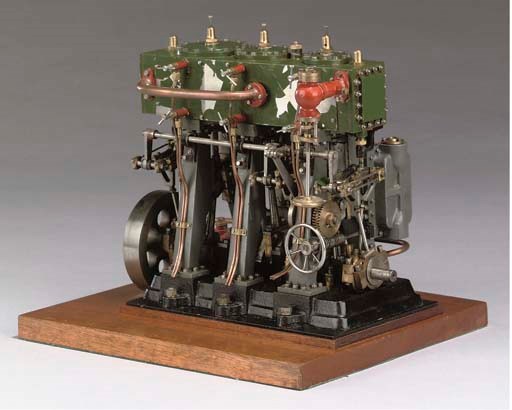 A well engineered model triple expansion vertical reversing condensing marine engine,