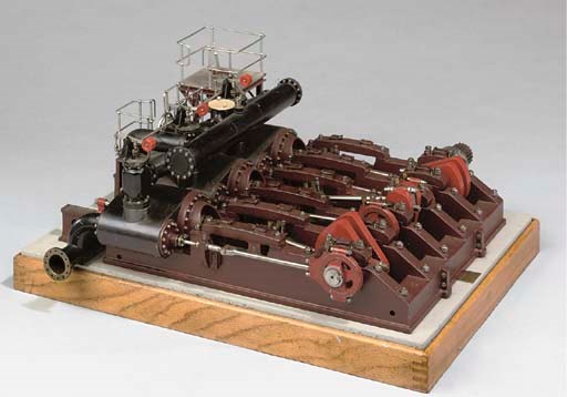 A well engineered and detailed scale model of a three cylinder horizontal mill engine,