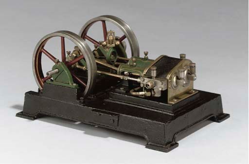 An unusual model twin cylinder compound horizontal mill engine,