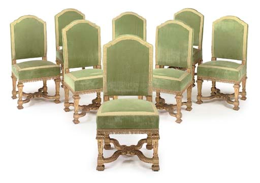 A SET OF EIGHT ROYAL PALACE GILTWOOD SIDE CHAIRS