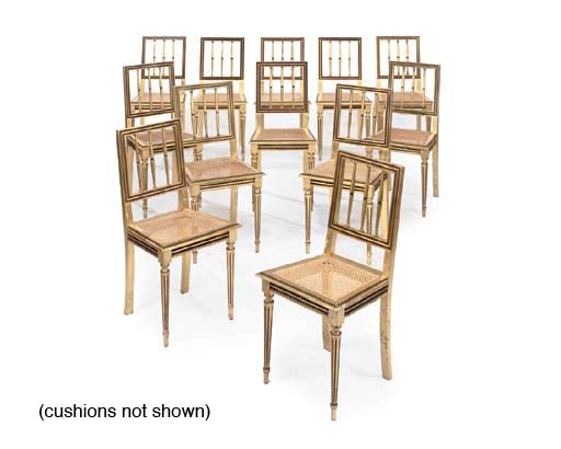 A SET OF TWELVE ROYAL PALACE GILTWOOD BANQUETING CHAIRS