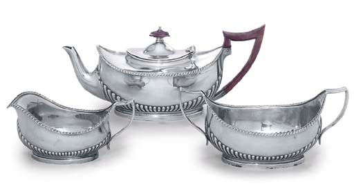A GEORGE V THREE-PIECE SILVER TEA-SERVICE