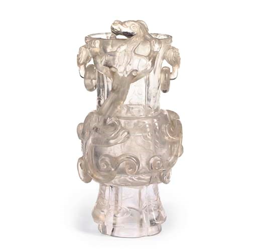 A CHINESE SMOKEY ROCK CRYSTAL GU VASE