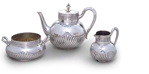 A DUTCH SILVER THREE-PIECE TEA-SERVICE