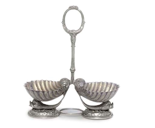 A SILVER-PLATED DOUBLE SWEETMEAT-BASKET