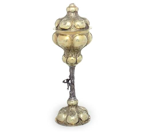 A RUSSIAN SILVER-GILT CUP AND COVER