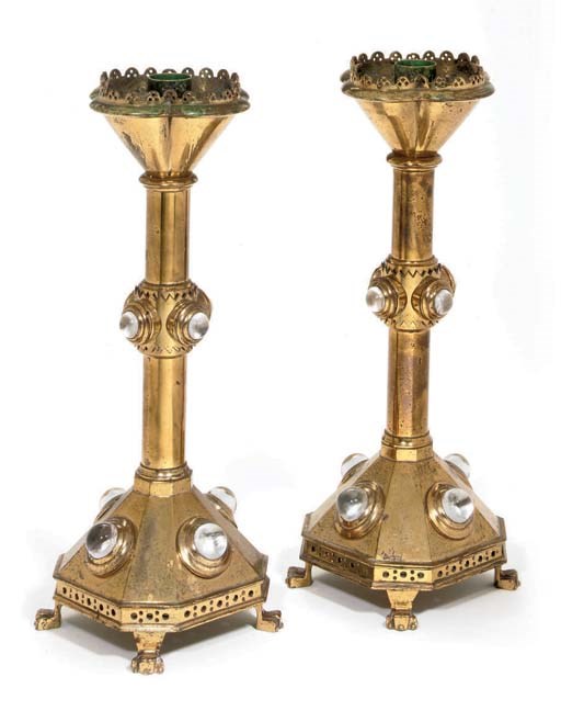 A pair of Gothic candlesticks