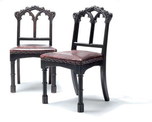 GOTHIC REVIVAL PAIR OF SIDE CHAIRS