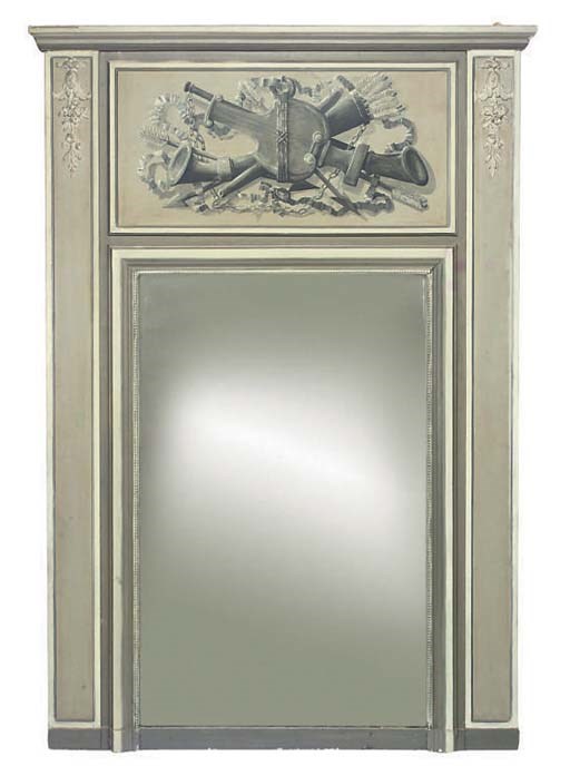 A PAINTED TRUMEAU MIRROR