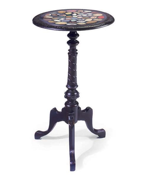 A WALNUT AND SPECIMEN MARBLE OCCASIONAL TABLE
