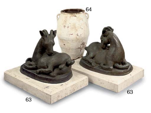 A PAIR OF BRONZE CHAMOIX