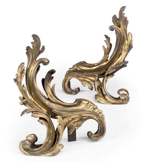 A PAIR OF FRENCH GILT-BRONZE CHENETS