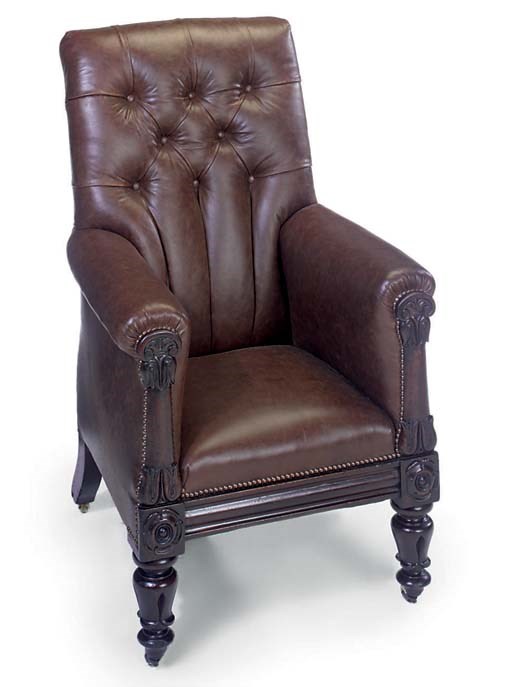 A WILLIAM IV MAHOGANY LIBRARY ARMCHAIR