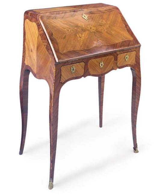 A KINGWOOD, TULIPWOOD AND MARQUETRY BUREAU DE DAME