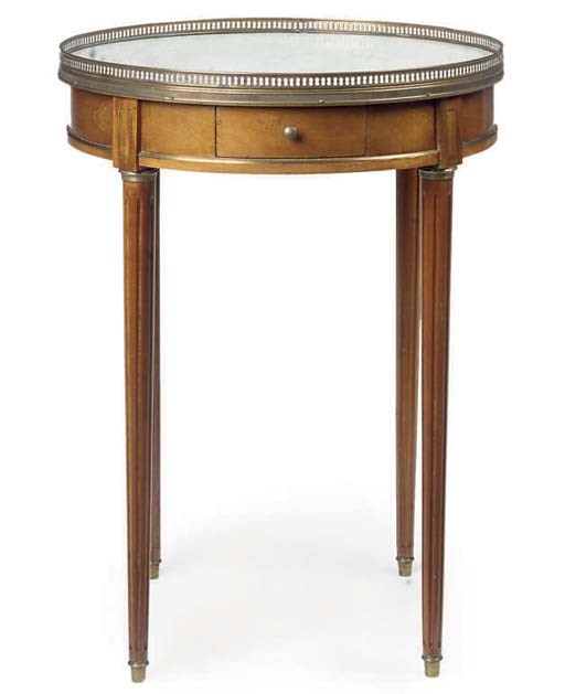 A FRENCH BRASS MOUNTED MAHOGANY BOUILLOTTE TABLE