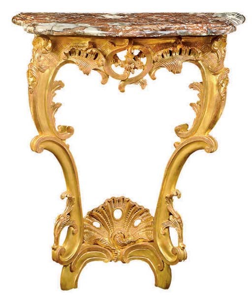 A LOUIS XV GILTWOOD CONSOLE