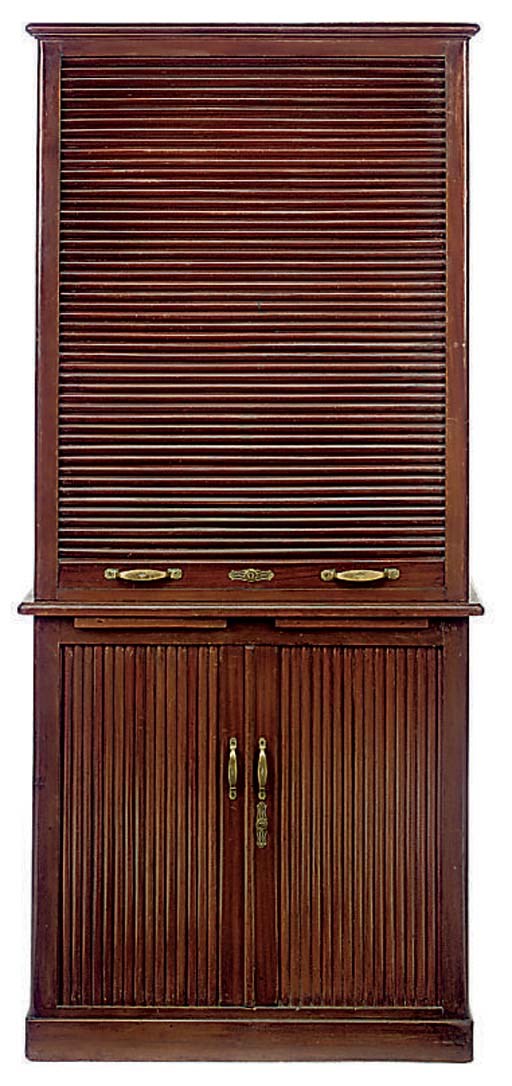 A FRENCH MAHOGANY FILING CABINET