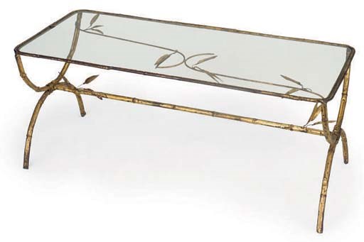 A FRENCH GILT METAL LOW TABLE