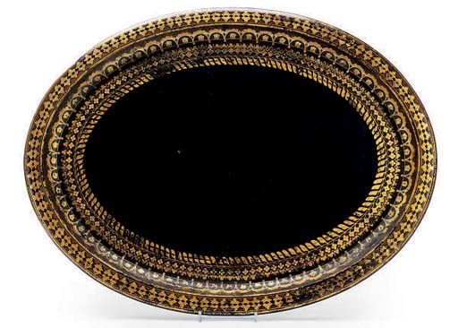 A VICTORIAN GILT-HEIGHTENED PAPIER MÂCHÉ TRAY