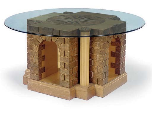 A BURR ELM, MAPLE AND INLAID CENTRE TABLE