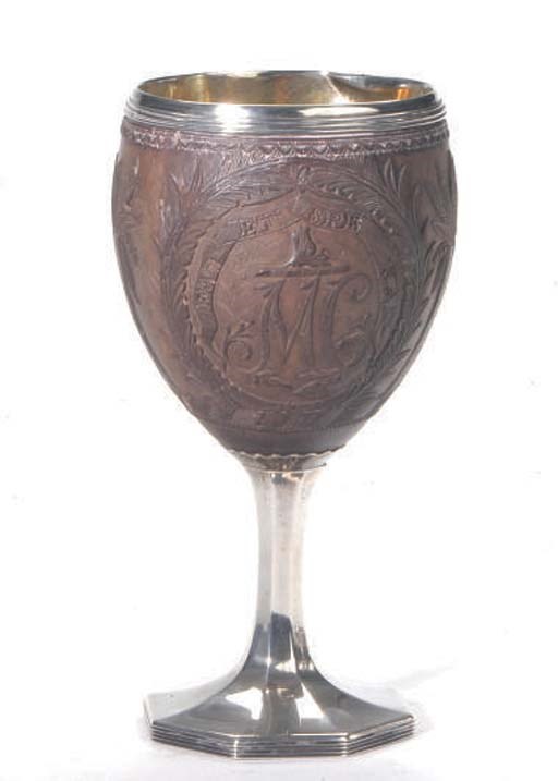 A GEORGE III SILVER-MOUNTED COCONUT CUP,
