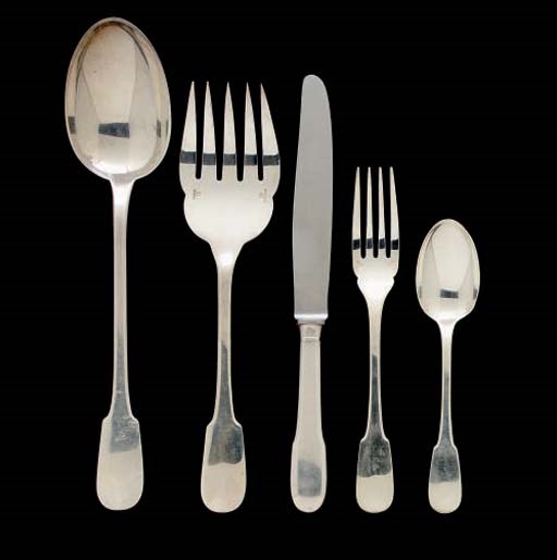 AN ASSEMBLED FRENCH SILVER-PLATED PART FLATWARE SERVICE,