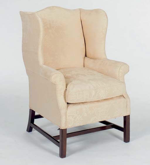 A GEORGE III MAHOGANY WINGBACK ARMCHAIR,