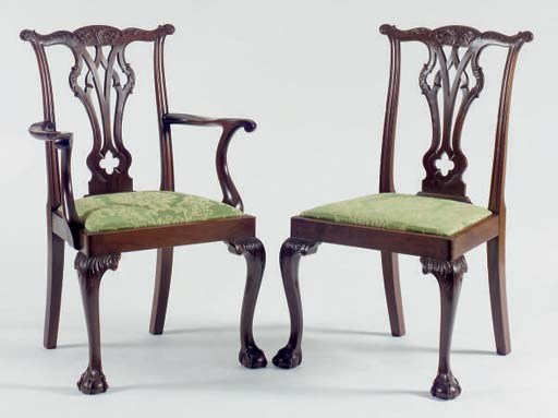 A SET OF EIGHT GEORGE III STYLE MAHOGANY DINING CHAIRS,