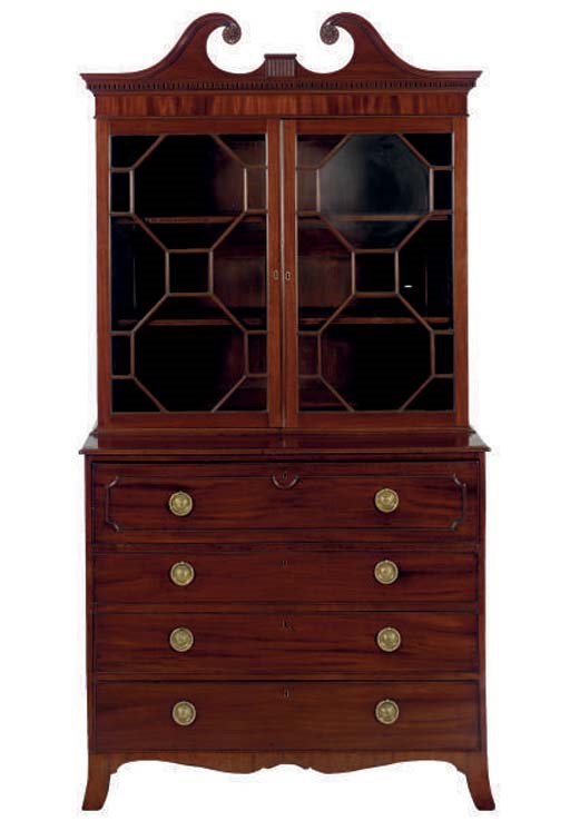 A GEORGE III MAHOGANY SECRETAIRE BOOKCASE,