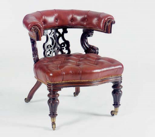 A WILLIAM IV MAHOGANY TUB-SHAPED ARMCHAIR,