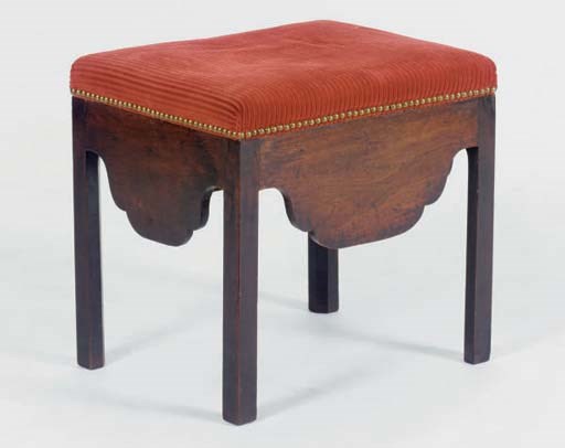 AN ENGLISH MAHOGANY STOOL,