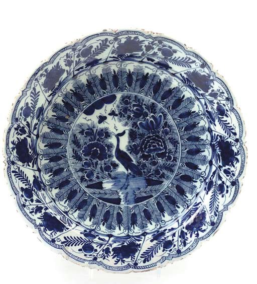 A DUTCH DELFT BLUE AND WHITE DISH