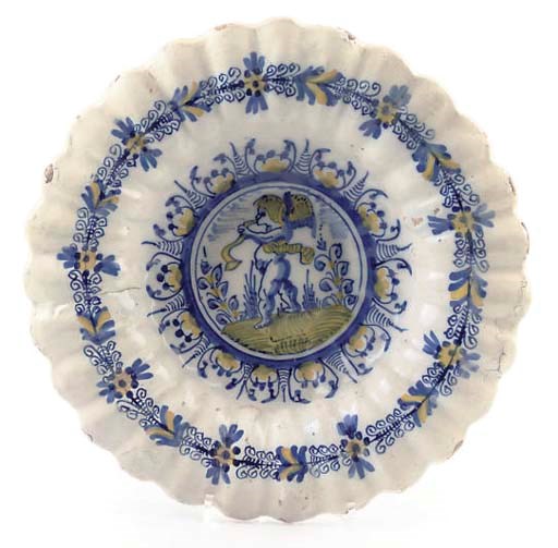A DELFT FLUTED DISH